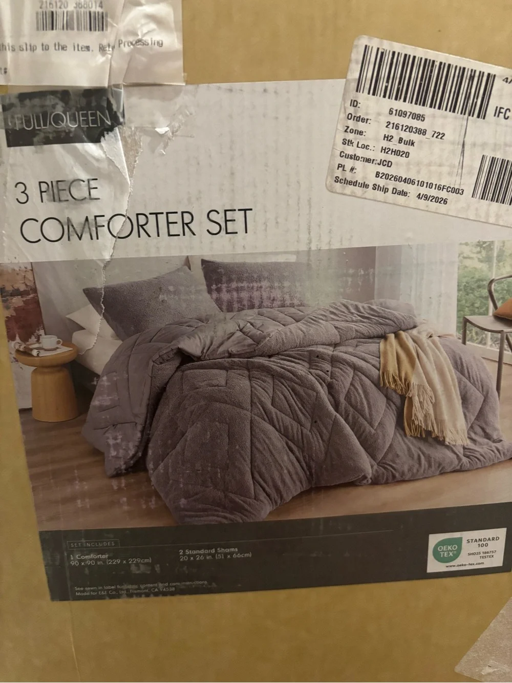 Kyla Double Diamond Quilted Teddy Comforter Set - Full/Queen - NWT